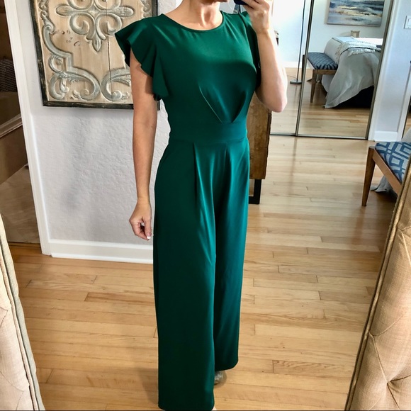 Knitee Pants - NWT Knitee Emerald Green Ruffle Sleeve Jumpsuit